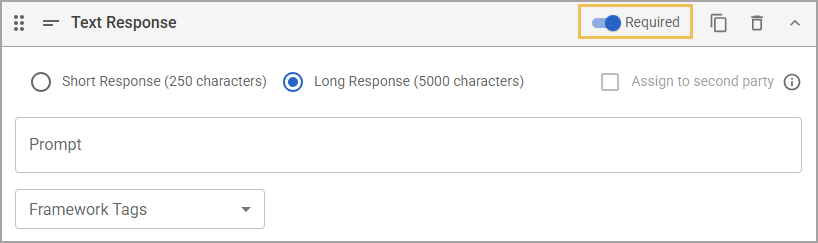 Text response item that is marked Required for a document creator to complete.